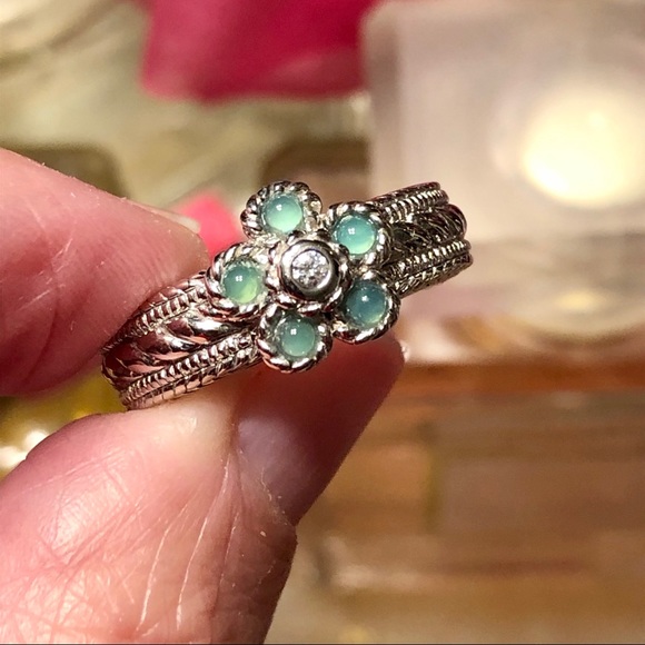 JUDITH RIPKA JADE OR OPAL FLOWER➕DMQ CENTER RING - Picture 1 of 14